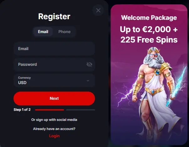 Yep casino register